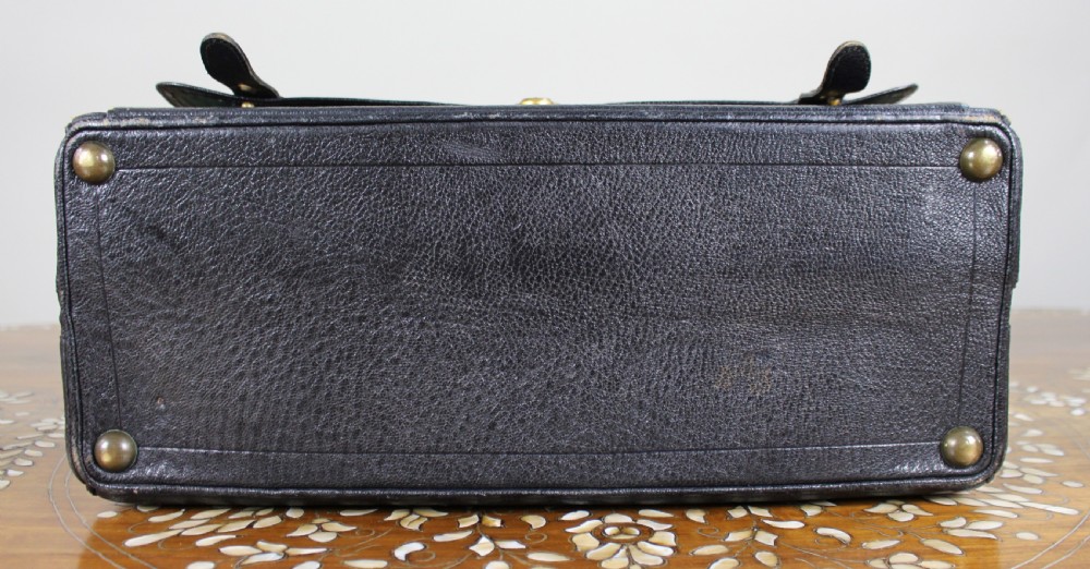 Edwardian Black Leather Gladstone Bag with Document Wallets View V