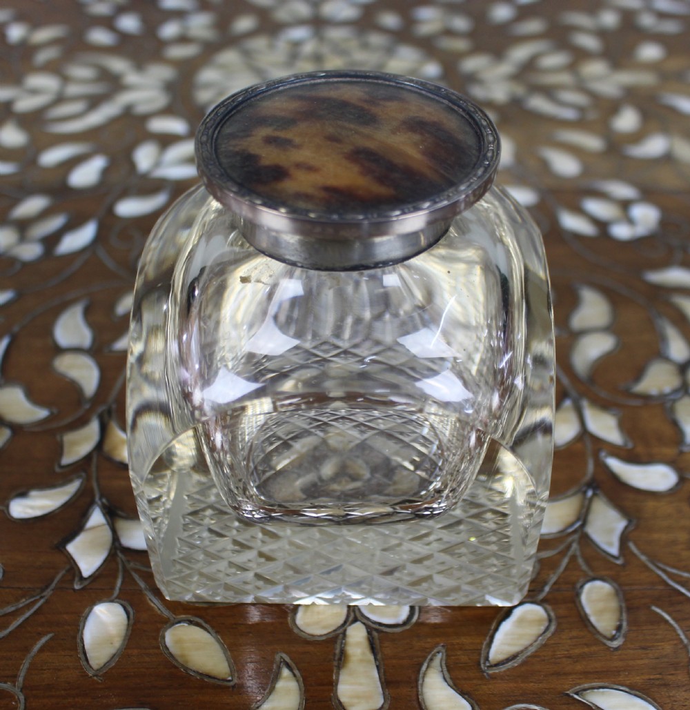 Fine Antique Silver and Cut Glass Inkwell c.1916 View II