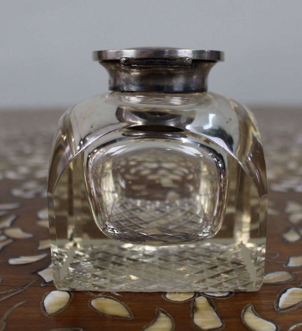 Fine Antique Silver and Cut Glass Inkwell c.1916 View V