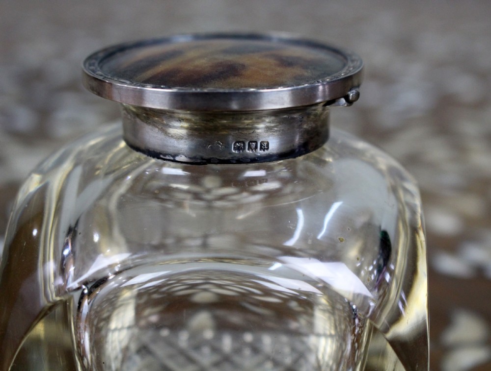 Fine Antique Silver and Cut Glass Inkwell c.1916 View VII