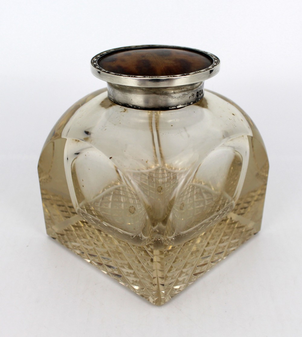 Fine Antique Silver and Cut Glass Inkwell c.1916 View XIV