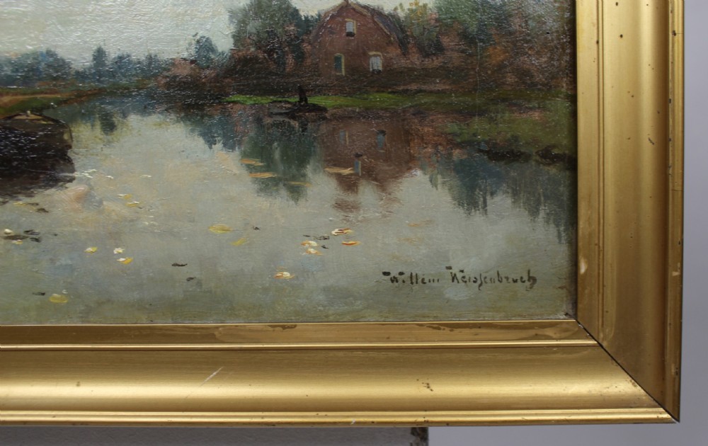 Willem Johannes Weissenbruch (Dutch, 1864–1941) – Dutch Canal Scene with Drawbridge View IV