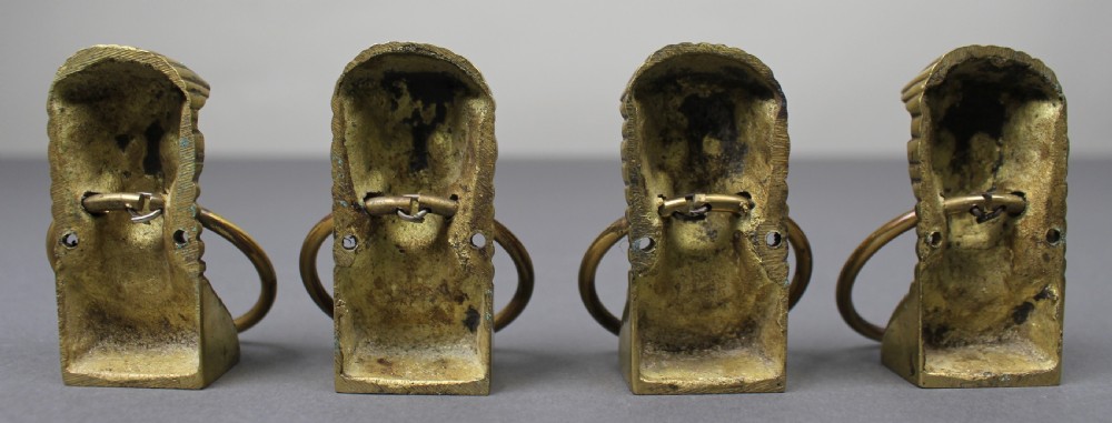 Set of Four Antique Brass Classical Female Head Ring Handles View III