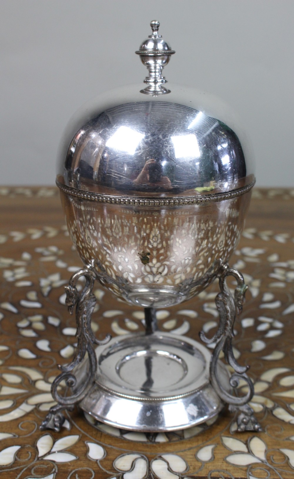 Late Victorian Silver-Plated Egg Coddler on Stand View II