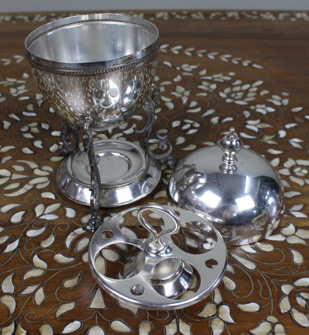 Late Victorian Silver-Plated Egg Coddler on Stand View VII