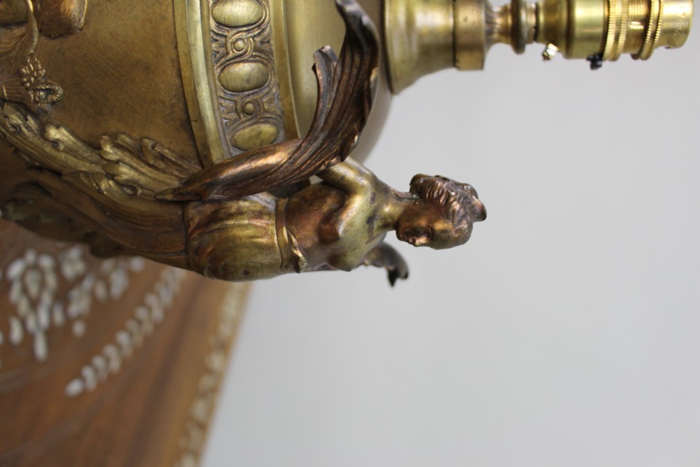 Pair of French Gilt Bronze Urn Lamps with Putti Reliefs, circa 1900 View VI