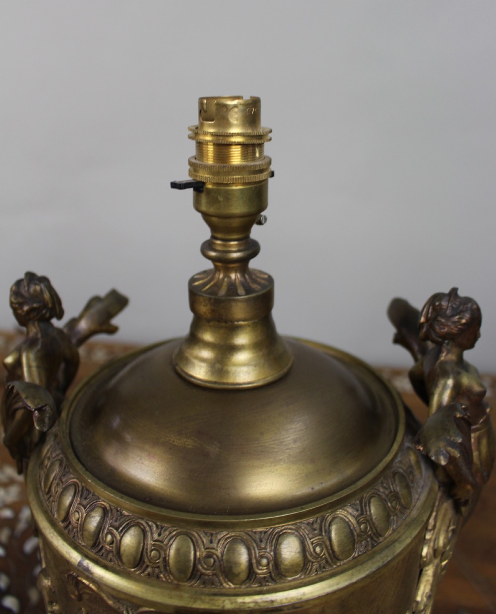 Pair of French Gilt Bronze Urn Lamps with Putti Reliefs, circa 1900 View VII