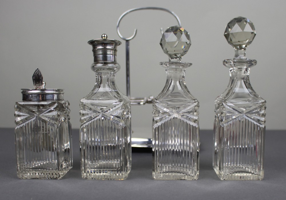 Antique Silver Plated & Cut Glass Cruet Set View IV