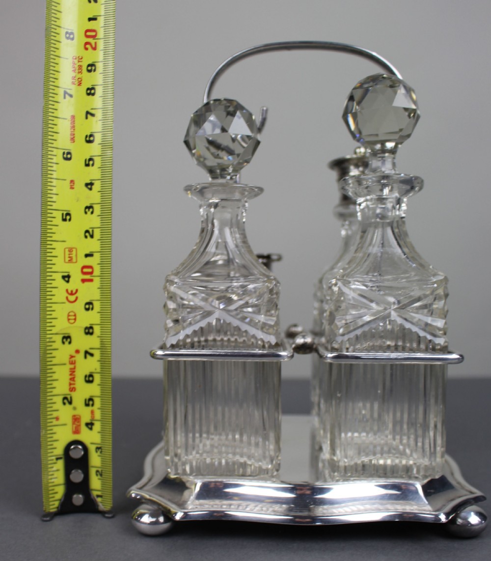 Antique Silver Plated & Cut Glass Cruet Set View V