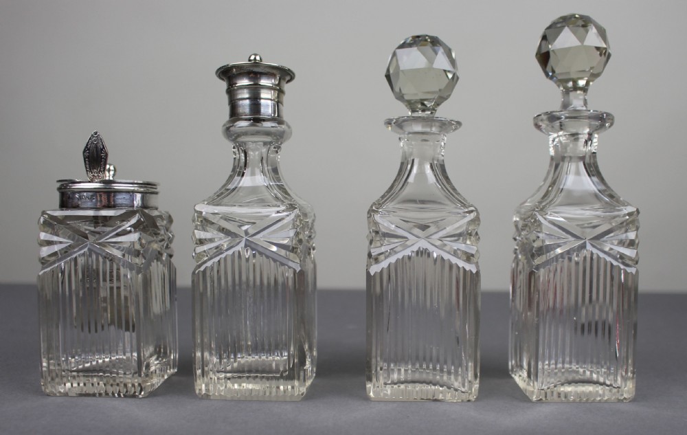 Antique Silver Plated & Cut Glass Cruet Set View X