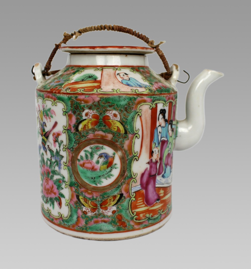 Antique Chinese Canton Famille Rose Teapot c.1880 View VIII
