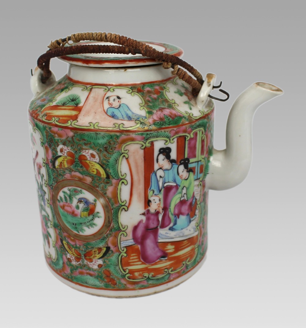 Antique Chinese Canton Famille Rose Teapot c.1880 View X