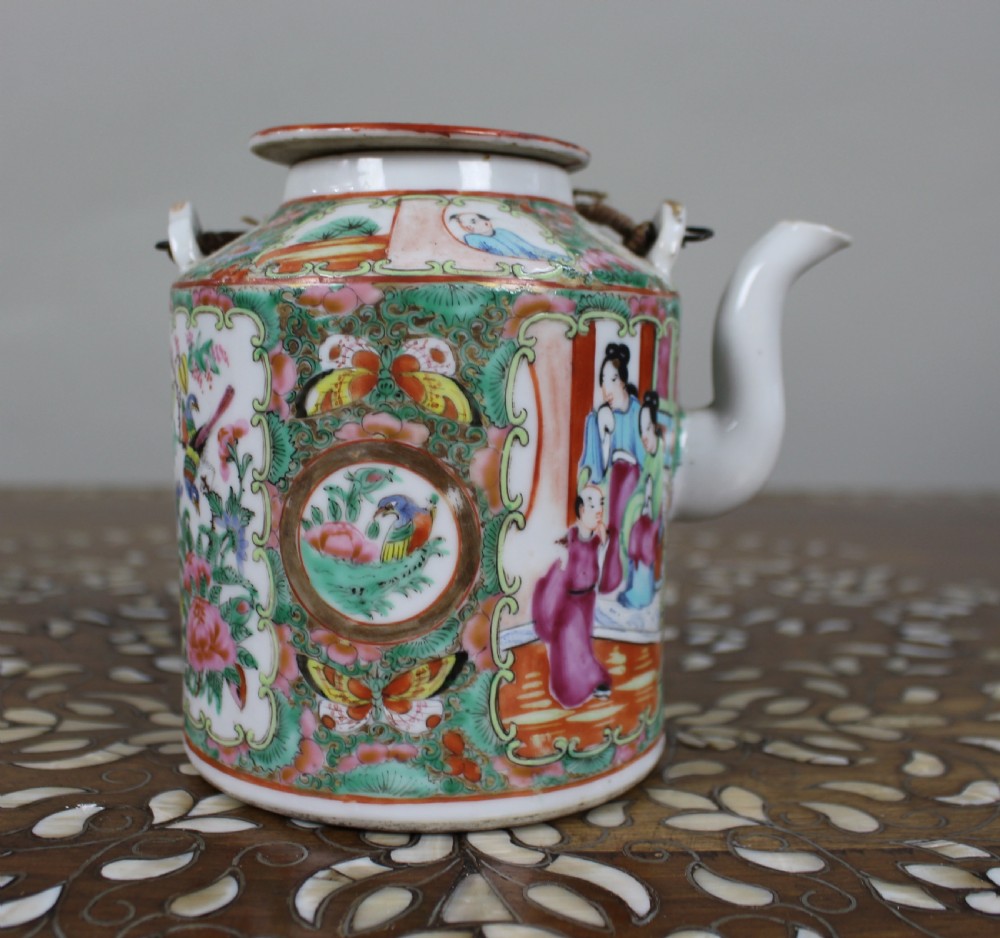 Antique Chinese Canton Famille Rose Teapot c.1880 View XIII
