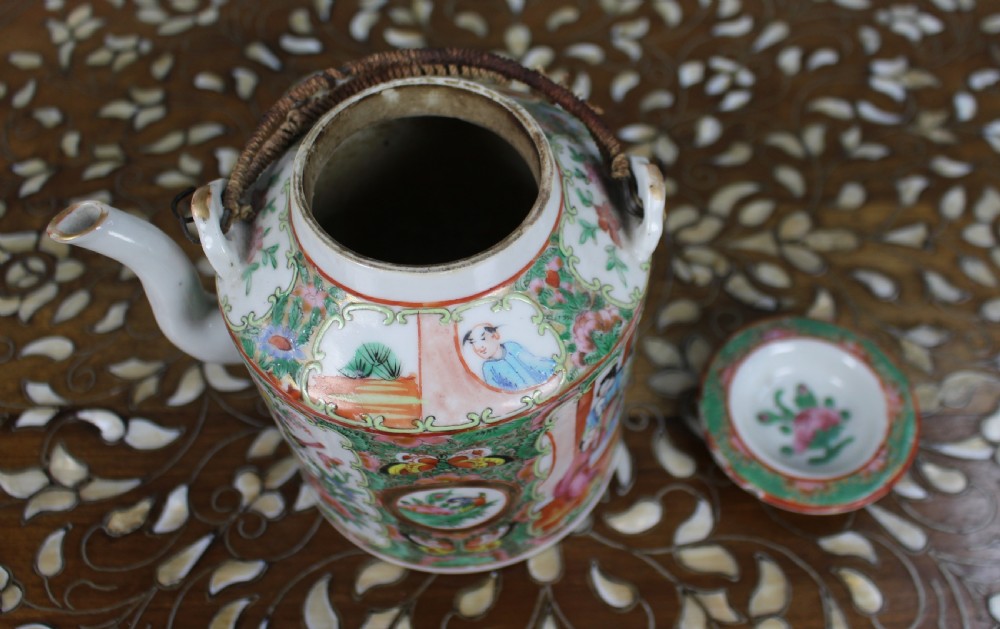 Antique Chinese Canton Famille Rose Teapot c.1880 View XV