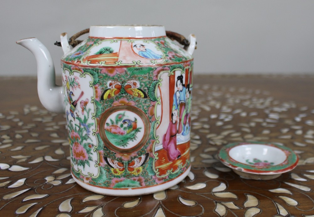 Antique Chinese Canton Famille Rose Teapot c.1880 View XVI
