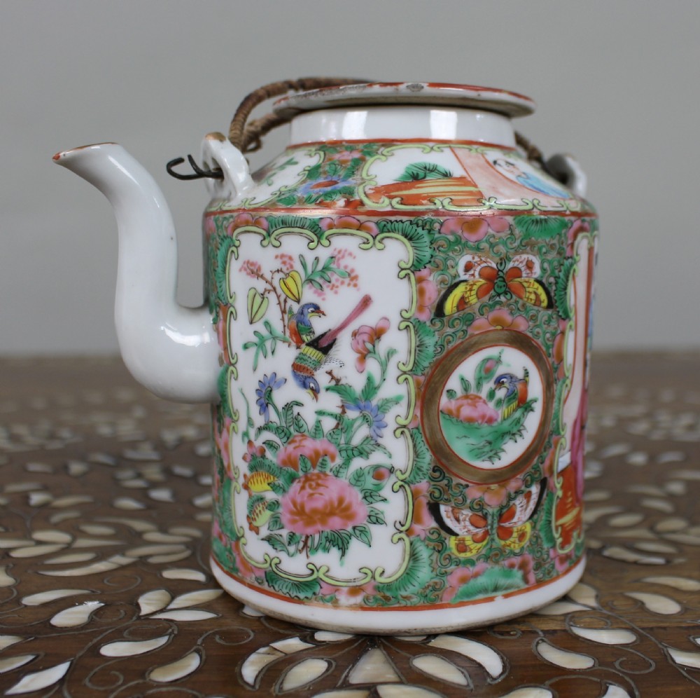 Antique Chinese Canton Famille Rose Teapot c.1880 View XIX