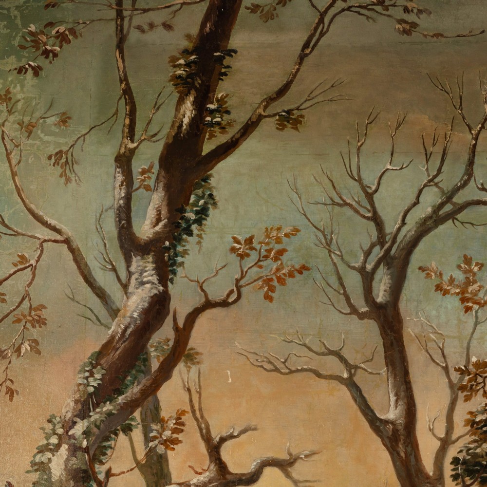 Monumental French Oil Painting of Elegant Skaters in a Winter Landscape, Late 19th Century View V