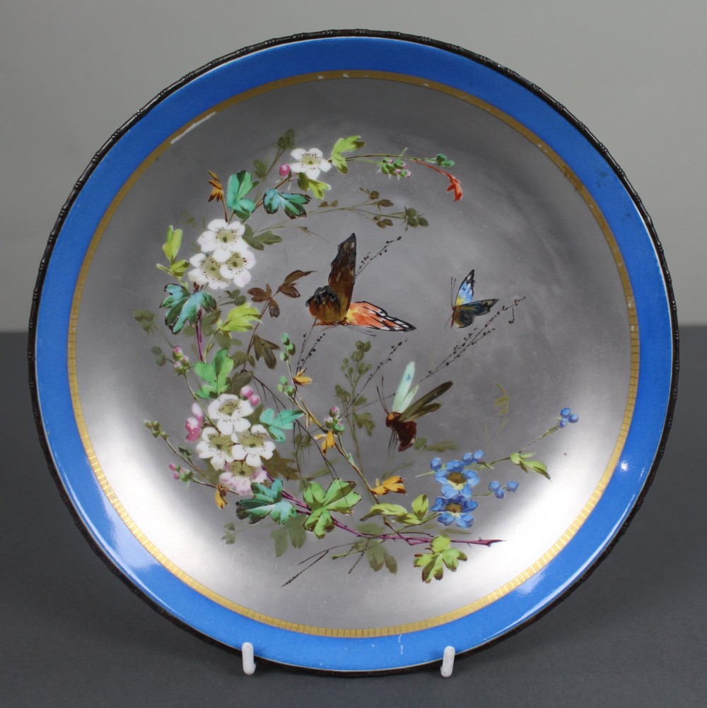 Antique Continental Porcelain Platinum Dish with Gilt Bronze Rim View II