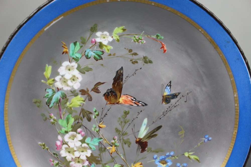 Antique Continental Porcelain Platinum Dish with Gilt Bronze Rim View V