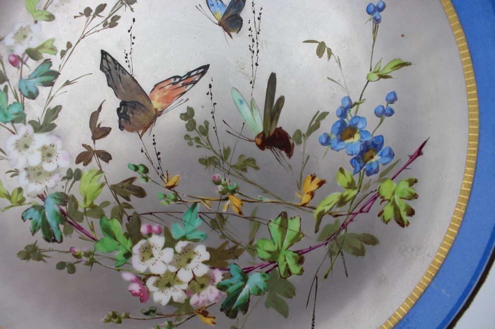 Antique Continental Porcelain Platinum Dish with Gilt Bronze Rim View VI