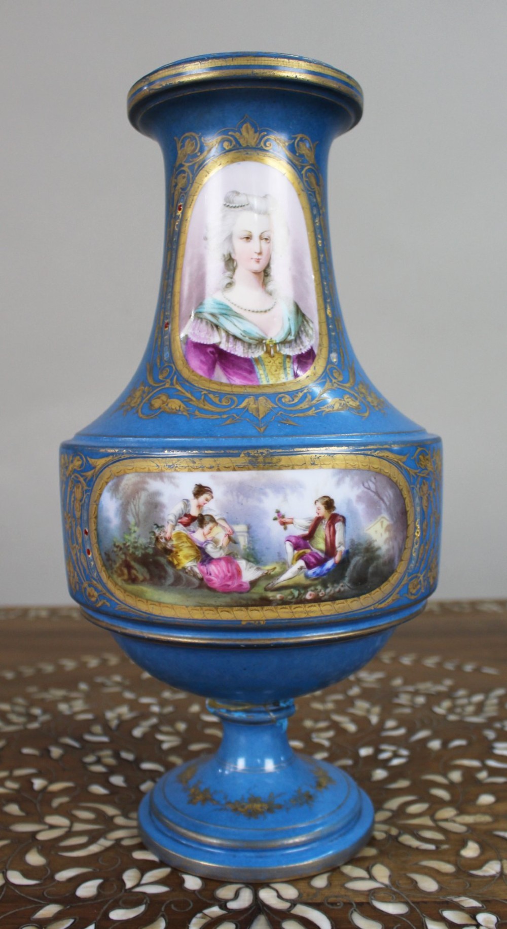 Late 19th Century Sèvres-Style Bleu Céleste Porcelain Vase