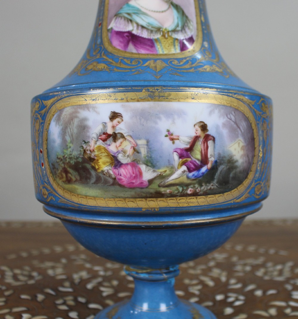 Late 19th Century Sèvres-Style Bleu Céleste Porcelain Vase View II