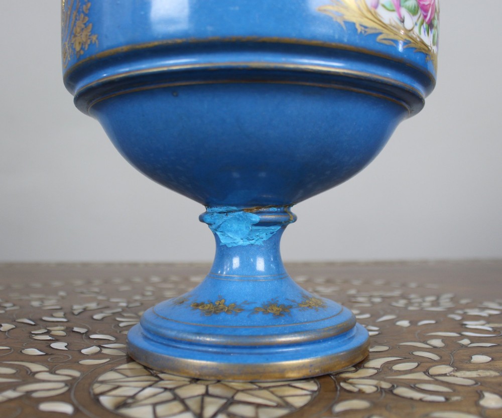 Late 19th Century Sèvres-Style Bleu Céleste Porcelain Vase View VIII
