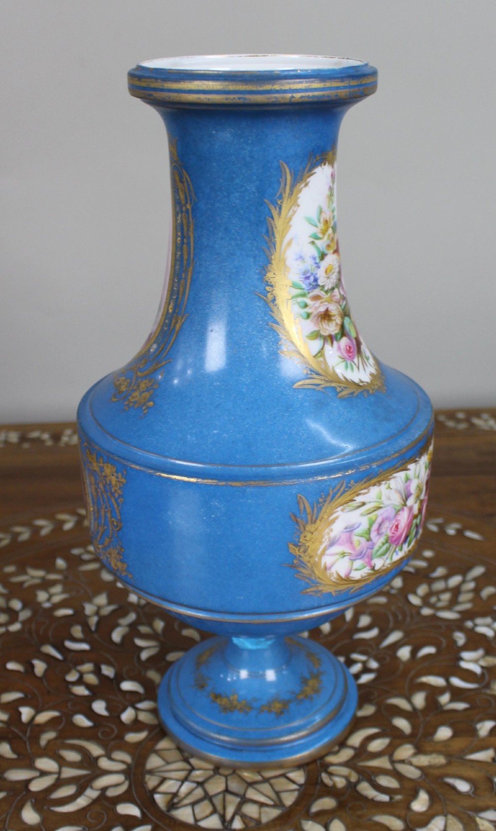 Late 19th Century Sèvres-Style Bleu Céleste Porcelain Vase View IX