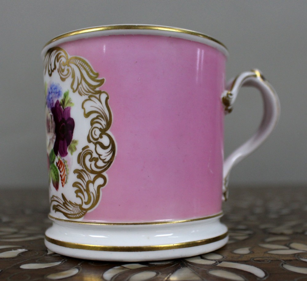 Mid-19th Century Grainger Worcester Porcelain Tankard – Rose Pompadour Ground