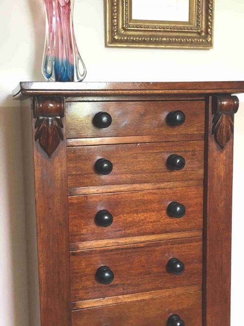 MID 19TH CENTURY MAHOGANY WELLINGTON CHEST - ADDITIONAL PHOTO 5