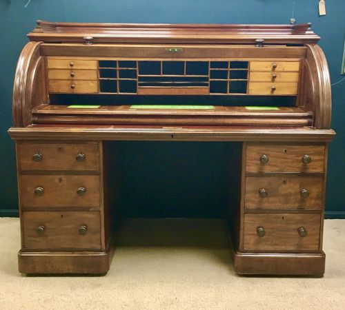 19th century mahogany roll top desk - CATEGORY: ANTIQUE DESKS - DATED 19TH CENTURY