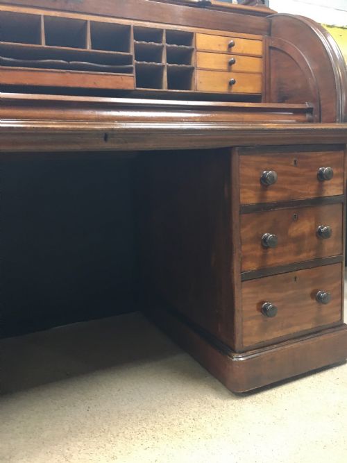 19TH CENTURY MAHOGANY ROLL TOP DESK - ADDITIONAL PHOTO 3