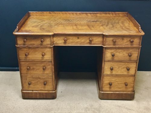 heals of london satin birch pedestal desk - CATEGORY: ANTIQUE DESKS - DATED 19TH CENTURY