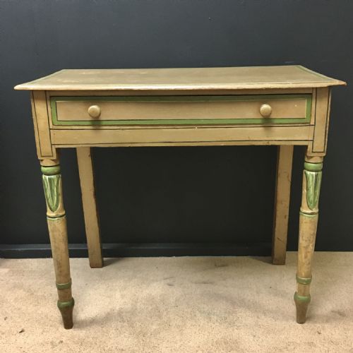 painted bow front side table - CATEGORY: ANTIQUE TABLES - DATED 19TH CENTURY
