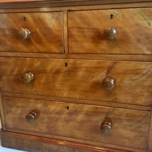 VICTORIAN SATIN BIRCH CHEST OF DRAWERS - ADDITIONAL PHOTO 3