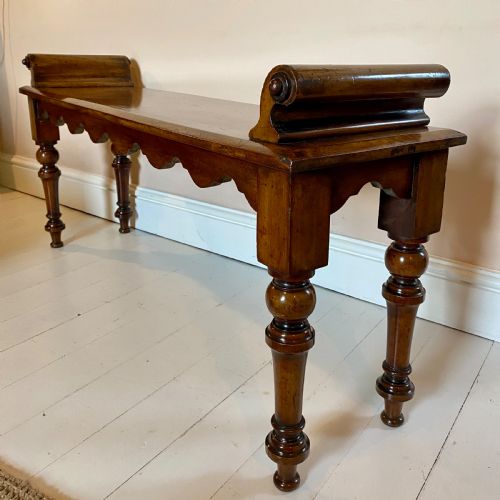 19THC MAHOGANY HALL BENCH WINDOW SEAT - ADDITIONAL PHOTO 3