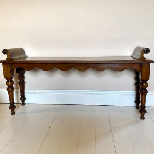 19THC MAHOGANY HALL BENCH WINDOW SEAT - ADDITIONAL PHOTO 6