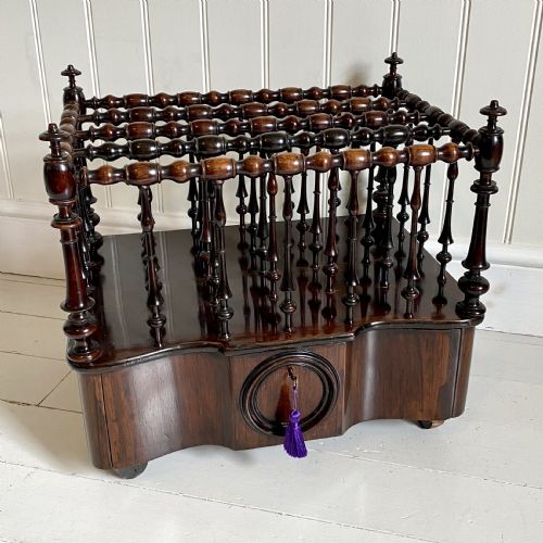 19th century rosewood canterbury magazine rack - CATEGORY: ANTIQUE FURNITURE - DATED 19TH CENTURY