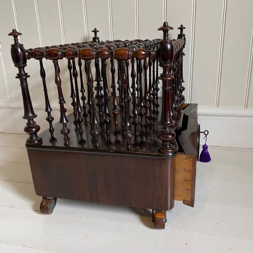19TH CENTURY ROSEWOOD CANTERBURY MAGAZINE RACK - ADDITIONAL PHOTO 2