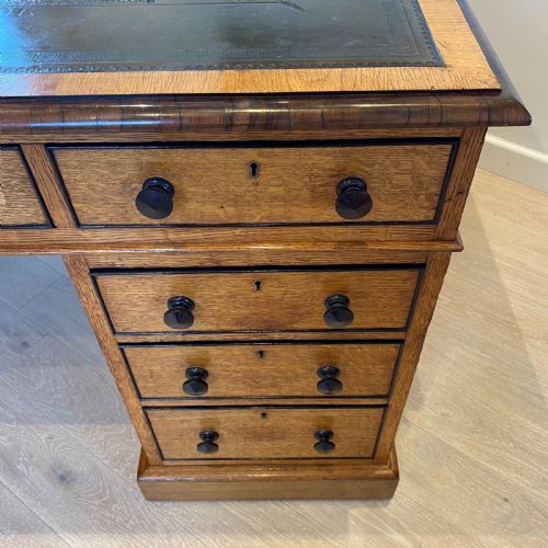 19TH CENTURY OAK PARTNERS DESK - ADDITIONAL PHOTO 8