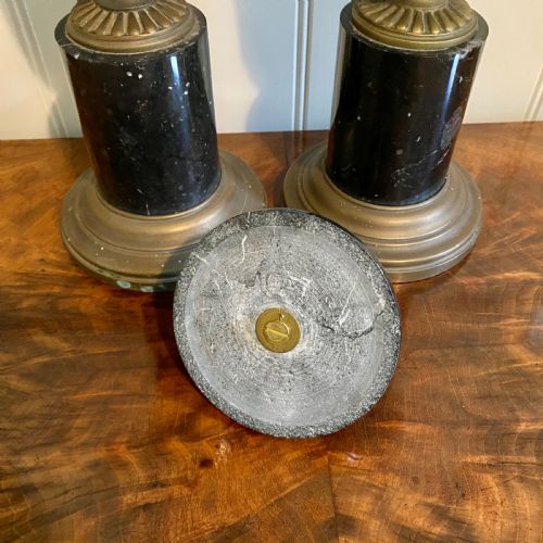 PAIR OF MARBLE AND BRASS URNS - ADDITIONAL PHOTO 2