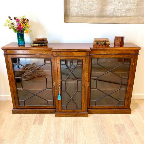 19th century rosewood glazed bookcase - CATEGORY: ANTIQUE BOOKCASES - DATED 19TH CENTURY
