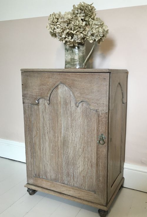 19th century gothic limed oak cupboard - CATEGORY: ANTIQUE CUPBOARDS - DATED 19TH CENTURY