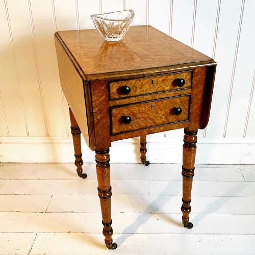 19th century burr maple drop flap table - CATEGORY: ANTIQUE TABLES - DATED 19TH CENTURY