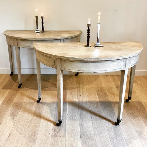 george iii pair of painted demi lune tables - CATEGORY: ANTIQUE TABLES - DATED GEORGIAN