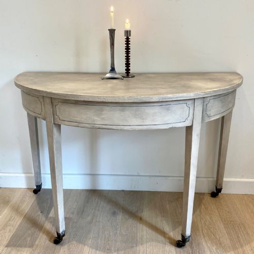 GEORGE III PAIR OF PAINTED DEMI LUNE TABLES - ADDITIONAL PHOTO 1
