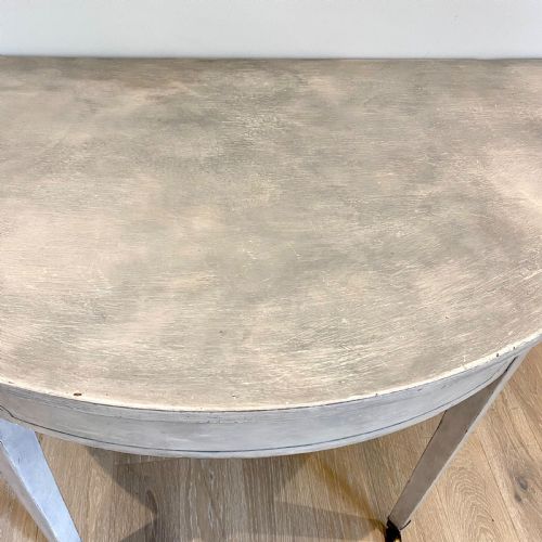 GEORGE III PAIR OF PAINTED DEMI LUNE TABLES - ADDITIONAL PHOTO 5