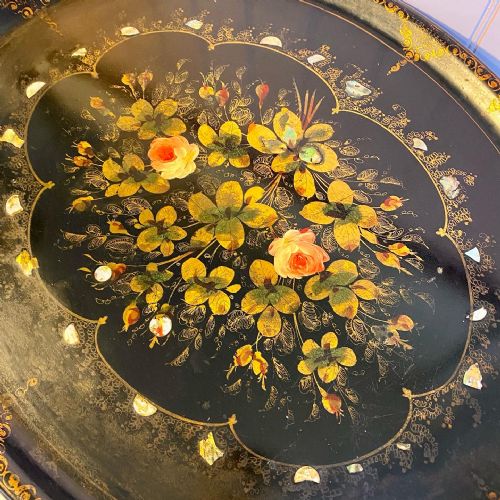 19TH CENTURY PAPIER MACHE TRAY - ADDITIONAL PHOTO 1