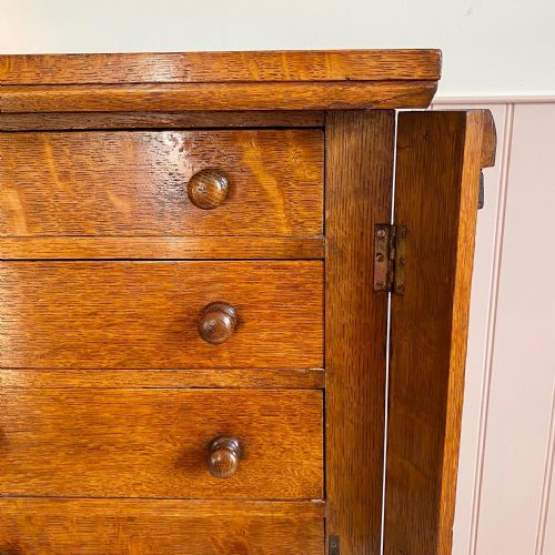 19TH CENTURY OAK WELLINGTON CHEST OF DRAWERS - ADDITIONAL PHOTO 9