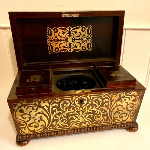 19TH CENTURY SARCOPHAGUS ROSEWOOD TEA CADDY - ADDITIONAL PHOTO 5